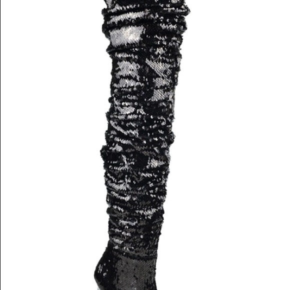 Shoes | Sequin Thigh High Boot | Poshmark